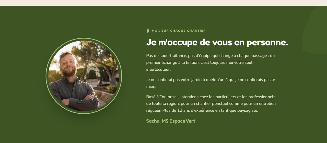 Aperçu de la page de vente de Ms Espace Vert